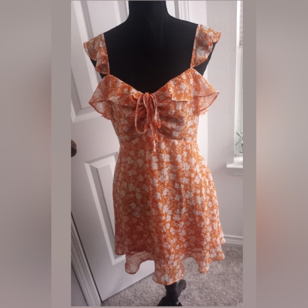 Lady Voxy medium orange and white dress
